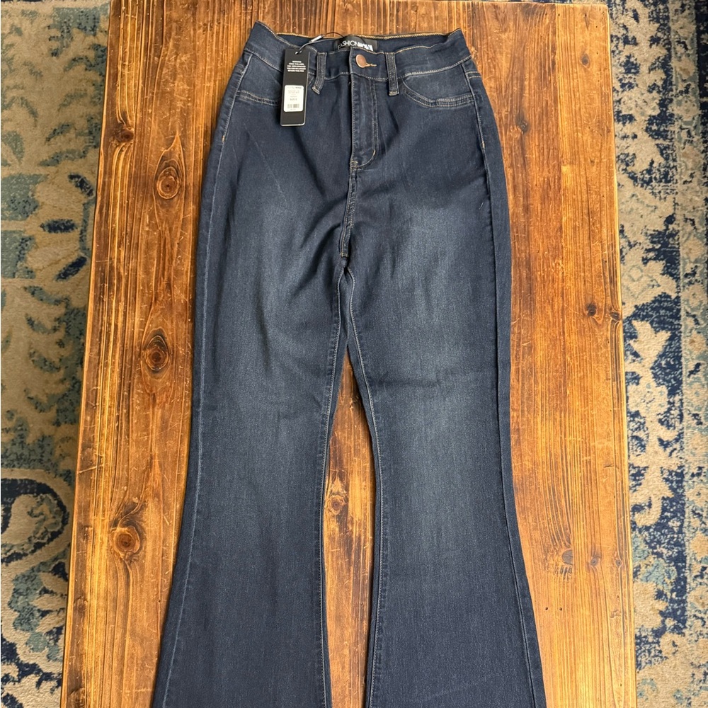 Fashion Nova Blue Flare Wide Leg Jeans